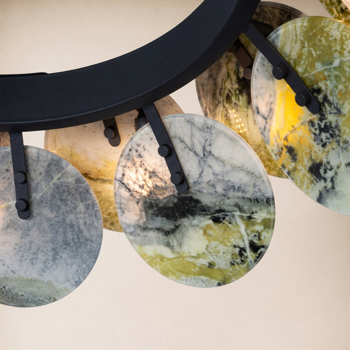 Pietra Green Marble Disc Chandelier 31.4"D