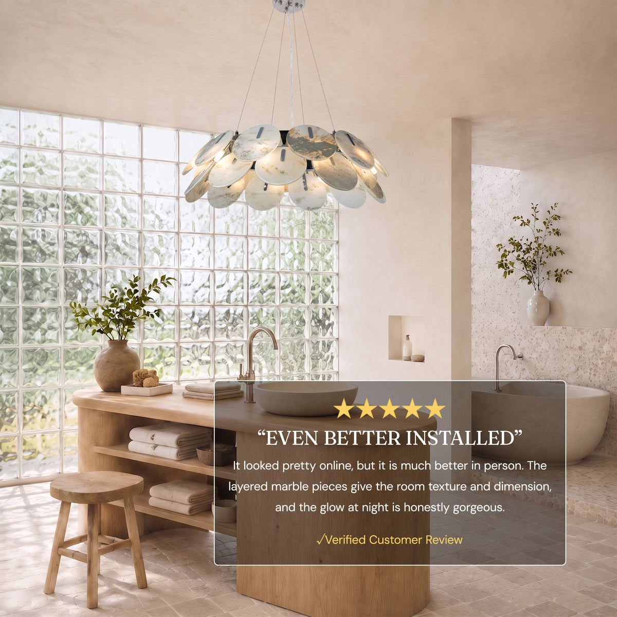 Pietra Landscape Marble Disc Chandelier 31.4"D