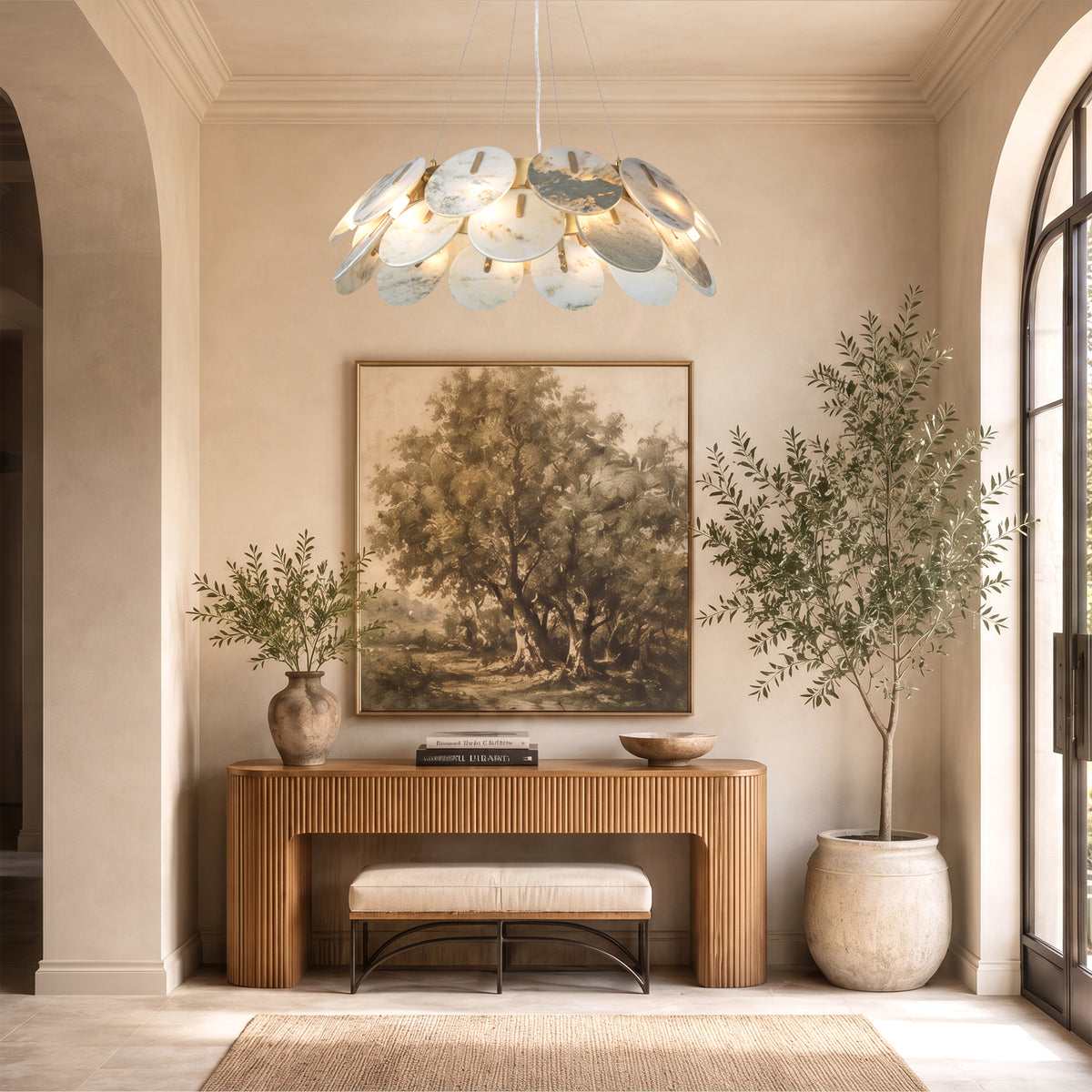 Pietra Landscape Marble Disc Chandelier 31.4"D