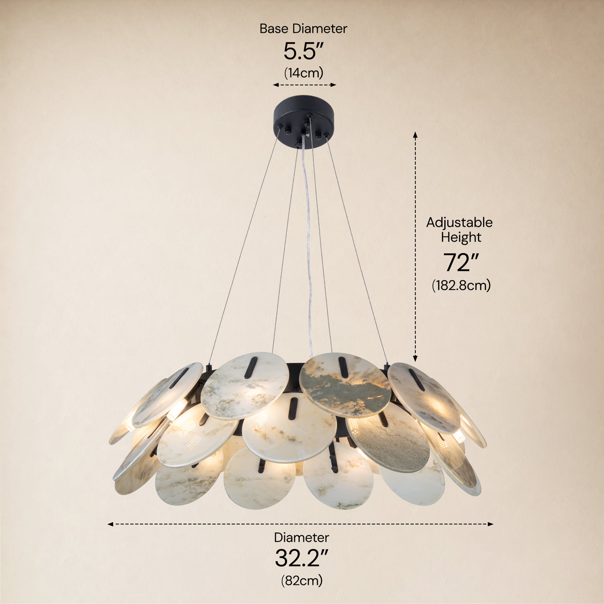 Pietra Landscape Marble Disc Chandelier 31.4"D