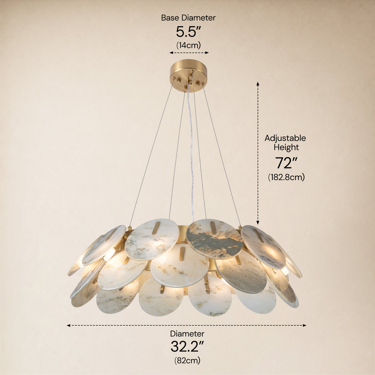 Pietra Landscape Marble Disc Chandelier 31.4"D