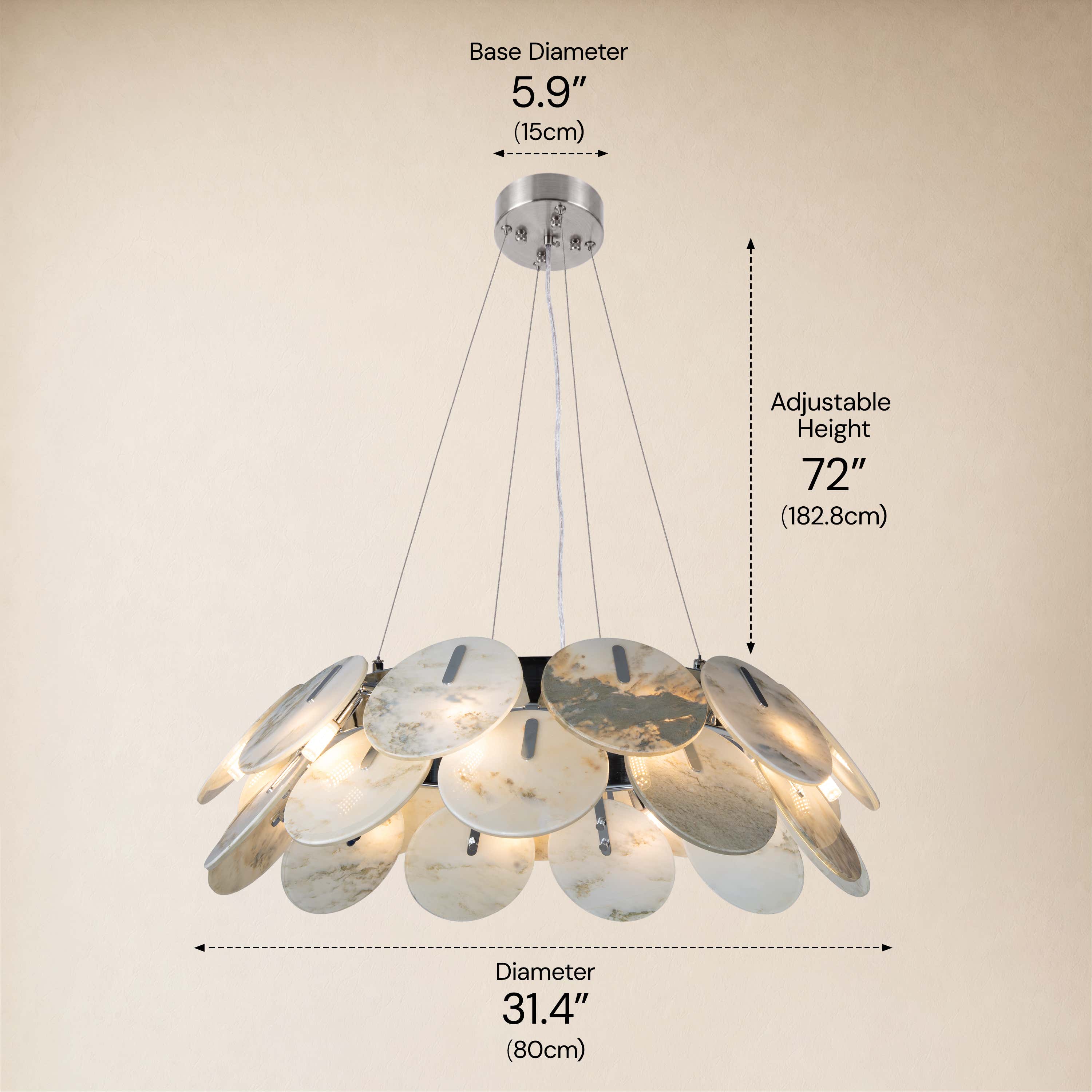 Pietra Marble Disc Chandelier 31.4"D