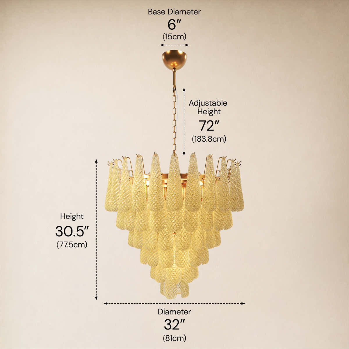 size-image #Finish_Gold,Glass_Yellow,Size_32" dimensions 5