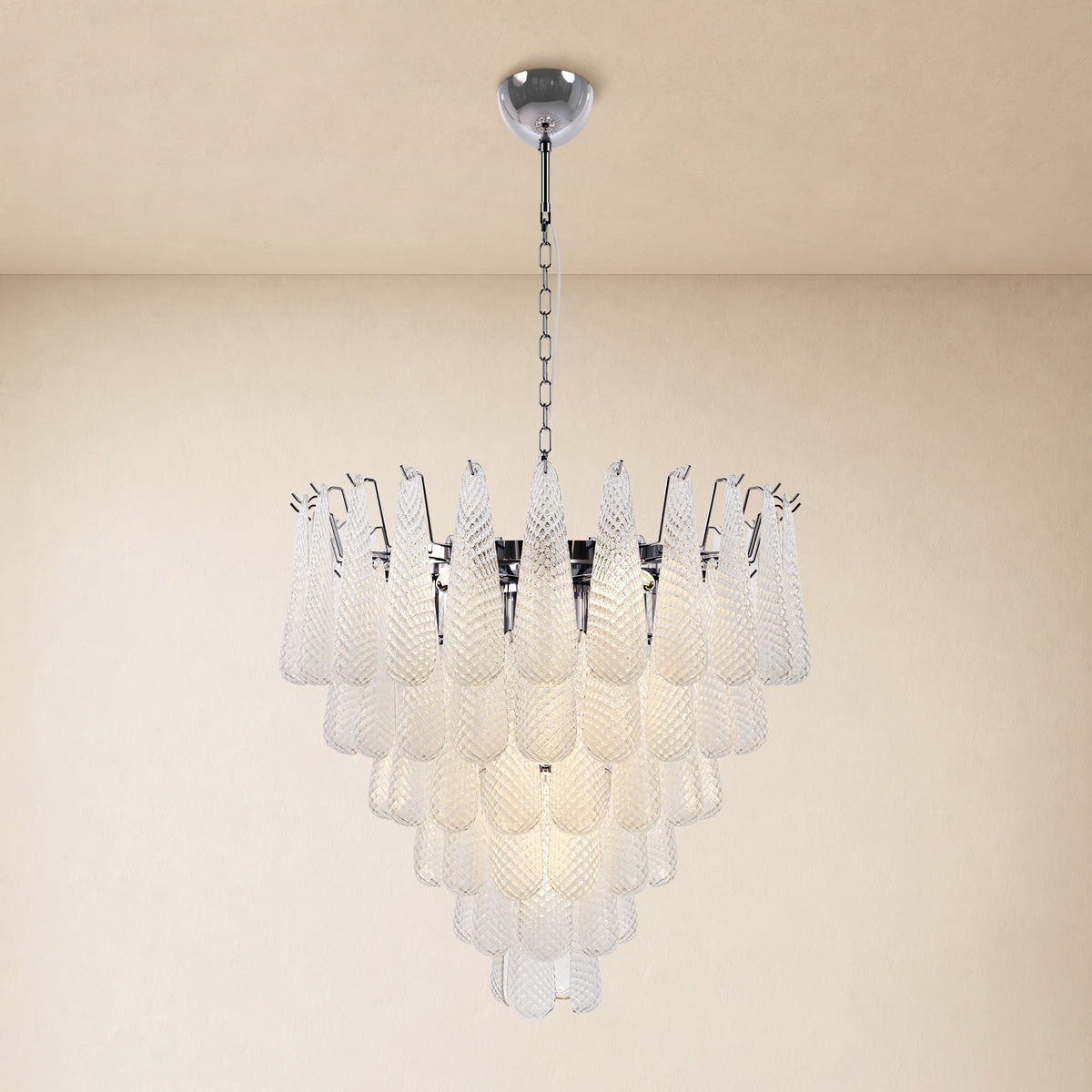 Veloria Textured Glass Tiered Round Chandelier 32"D