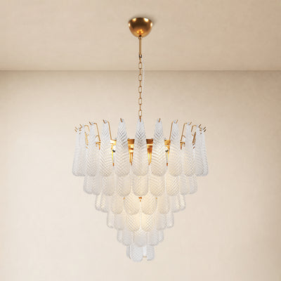 Veloria Textured Glass Tiered Round Chandelier 32"D