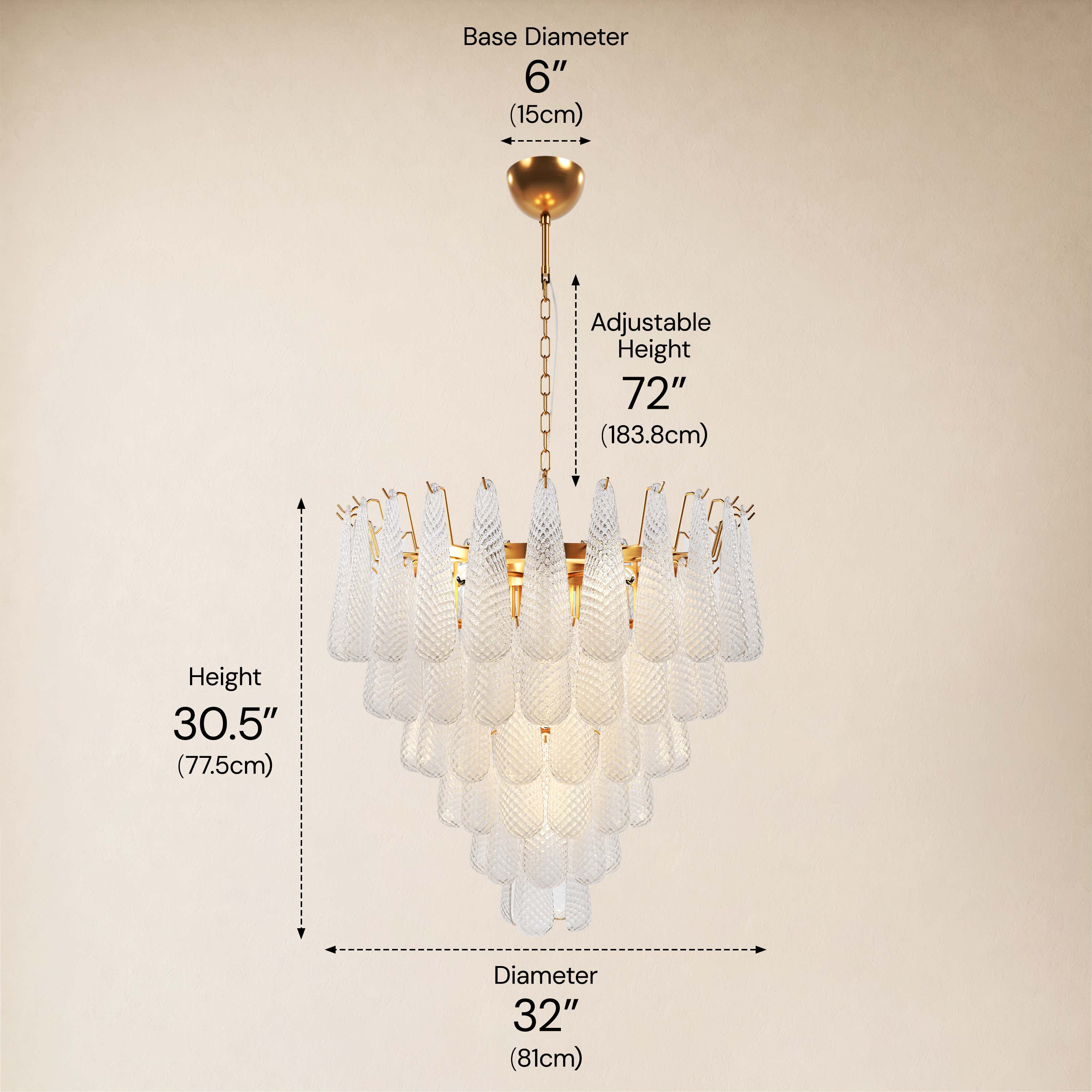 size-image #Finish_Gold,Glass_White,Size_32" dimensions 1