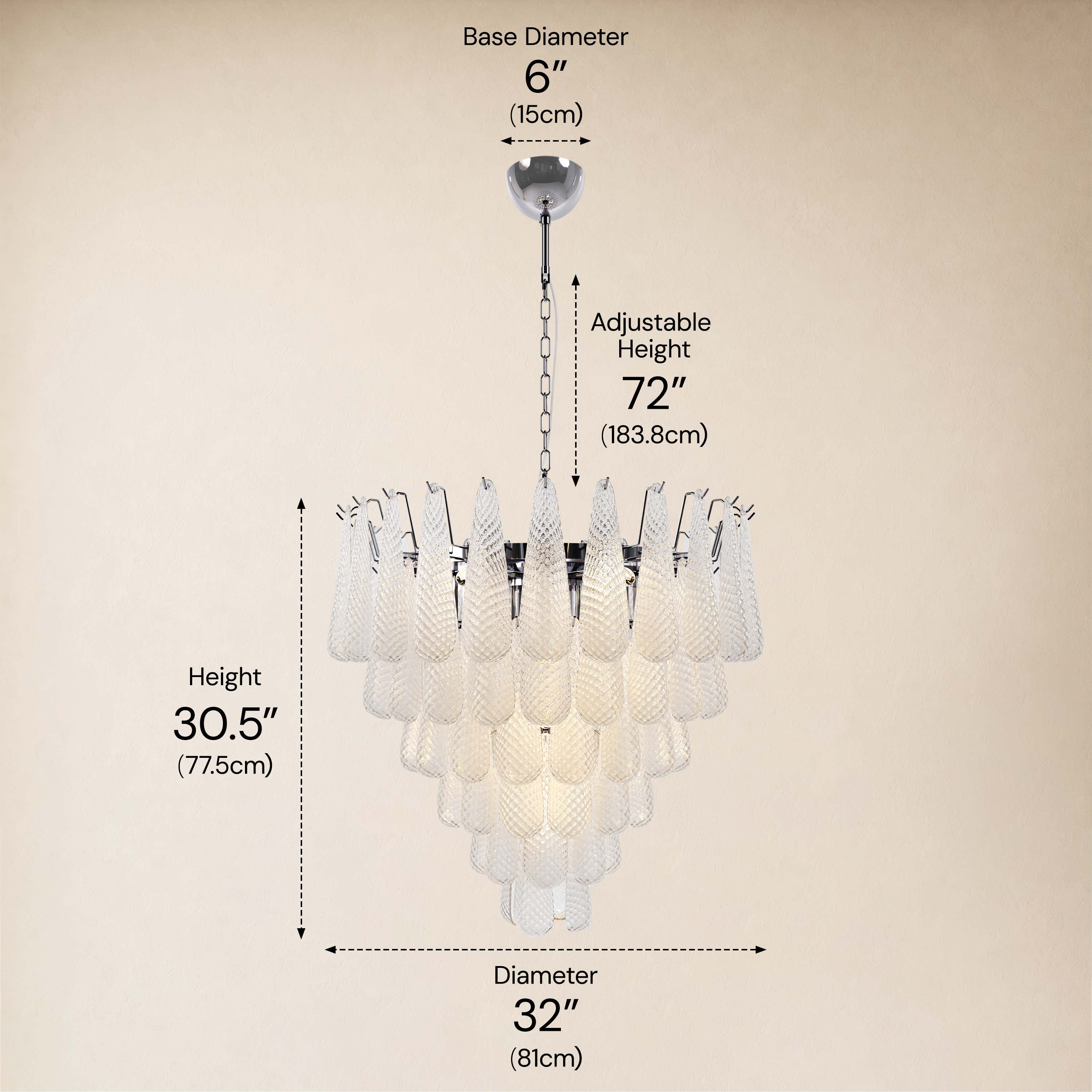 size-image #Finish_Silver,Glass_White,Size_32" dimensions 2
