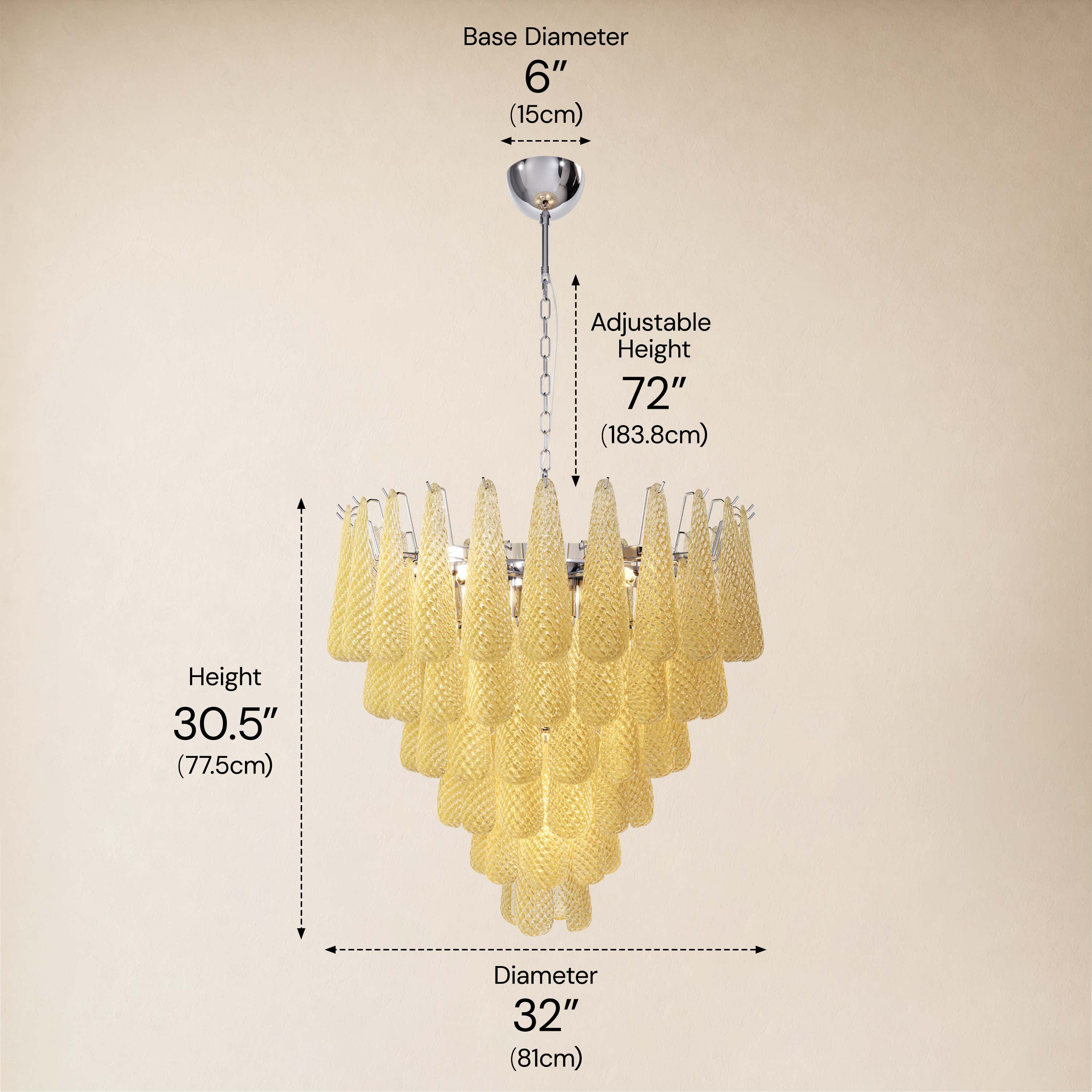 size-image #Finish_Gold,Glass_Yellow,Size_32" dimensions 6