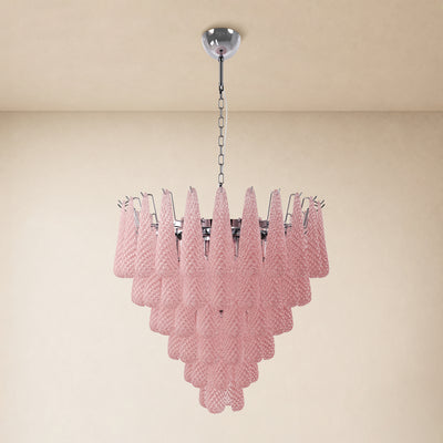 Veloria Textured Glass Tiered Round Chandelier 32"D
