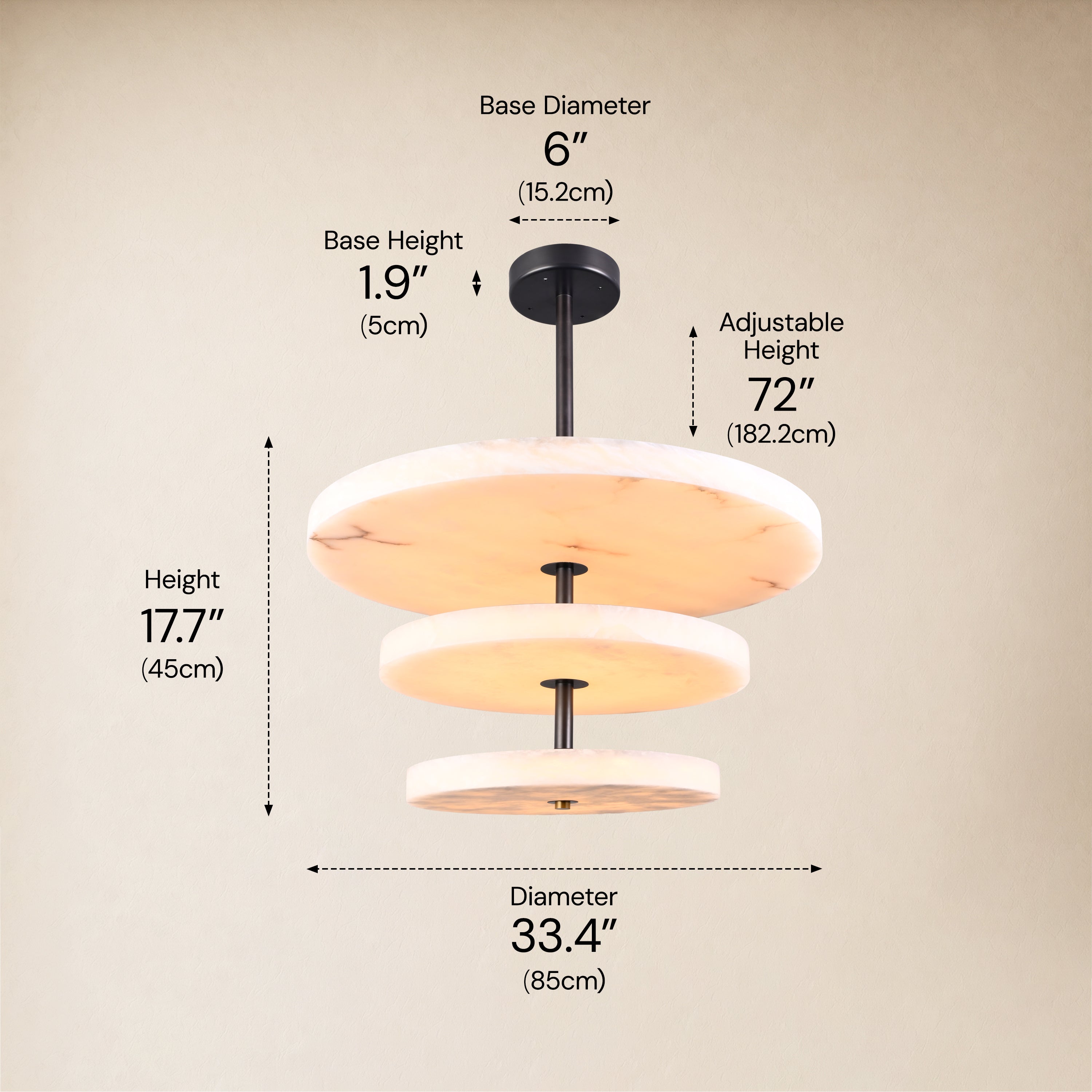 Nocturne Alabaster Layered Disc Chandelier 33.4"D