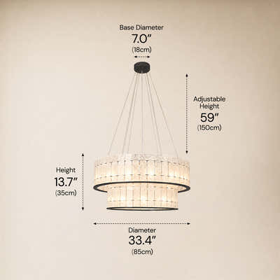 Pietra Clear Crystal Round Drum Chandelier 33.4"D