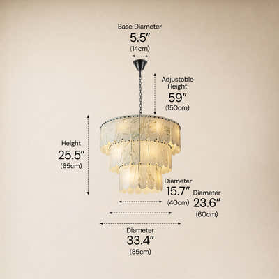 Pietra White Marble Tiered Drum Chandelier 33.4"D