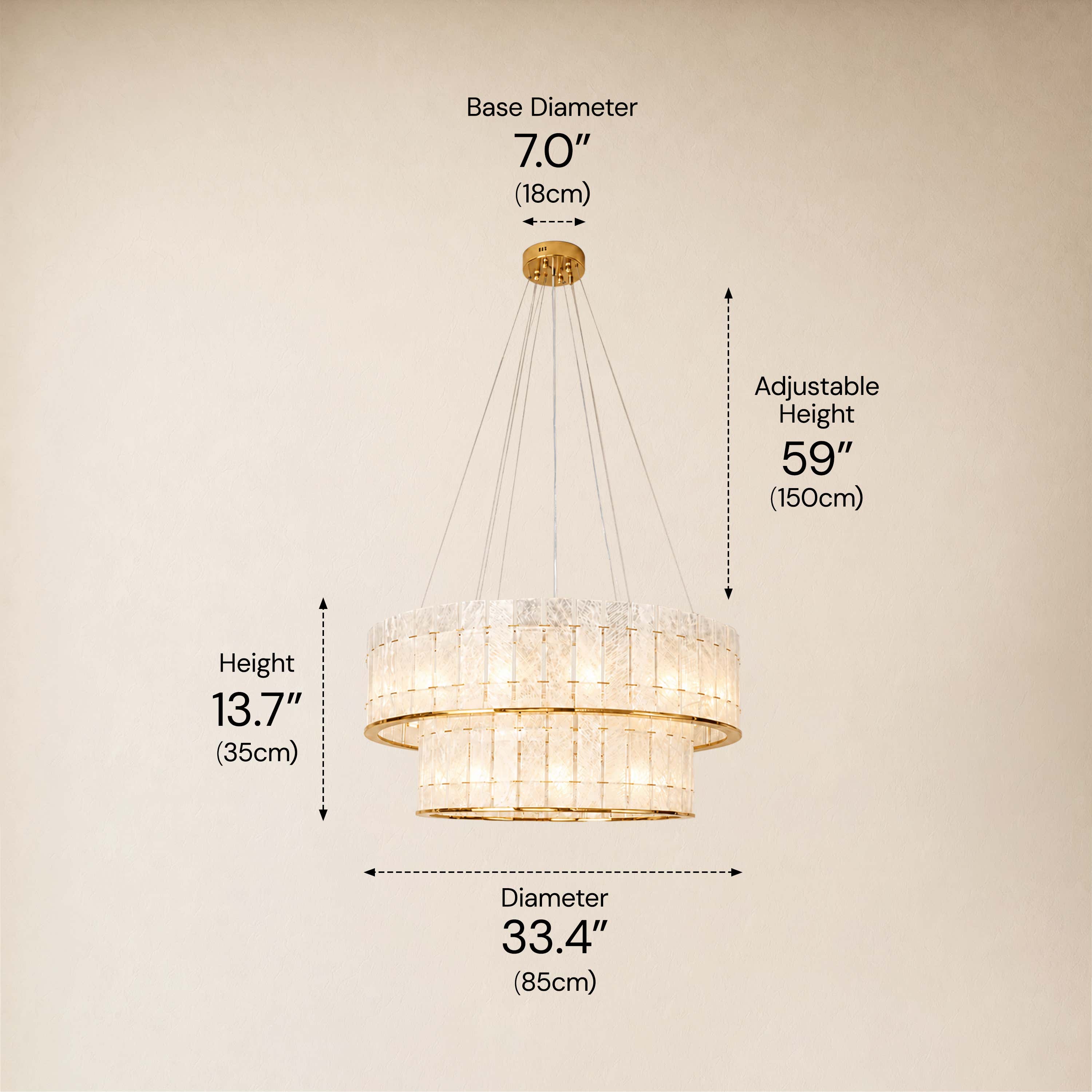 Pietra Clear Crystal Round Drum Chandelier 33.4"D