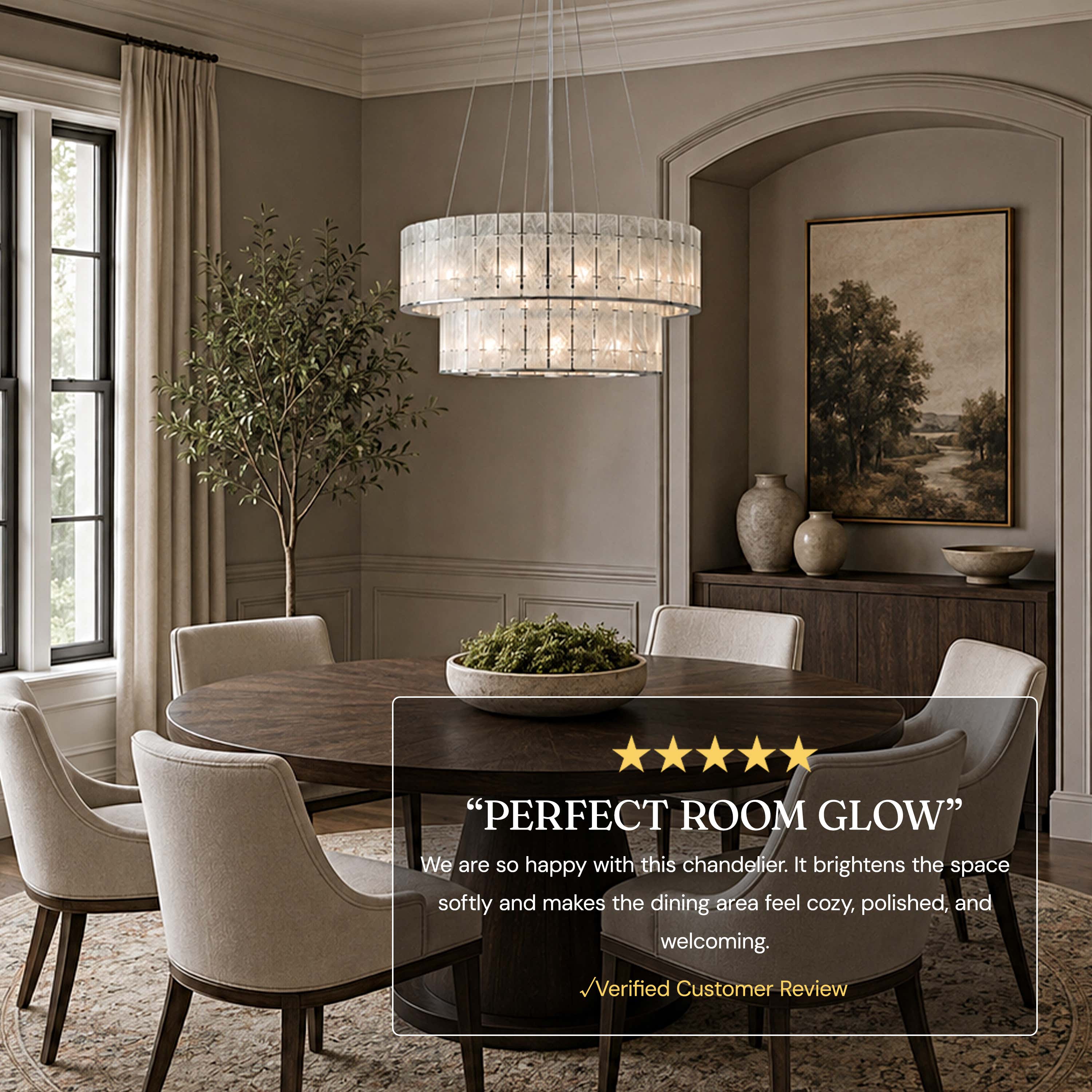 Pietra Clear Crystal Round Drum Chandelier 33.4"D