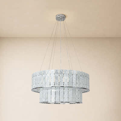 Pietra Clear Crystal Round Drum Chandelier 33.4"D