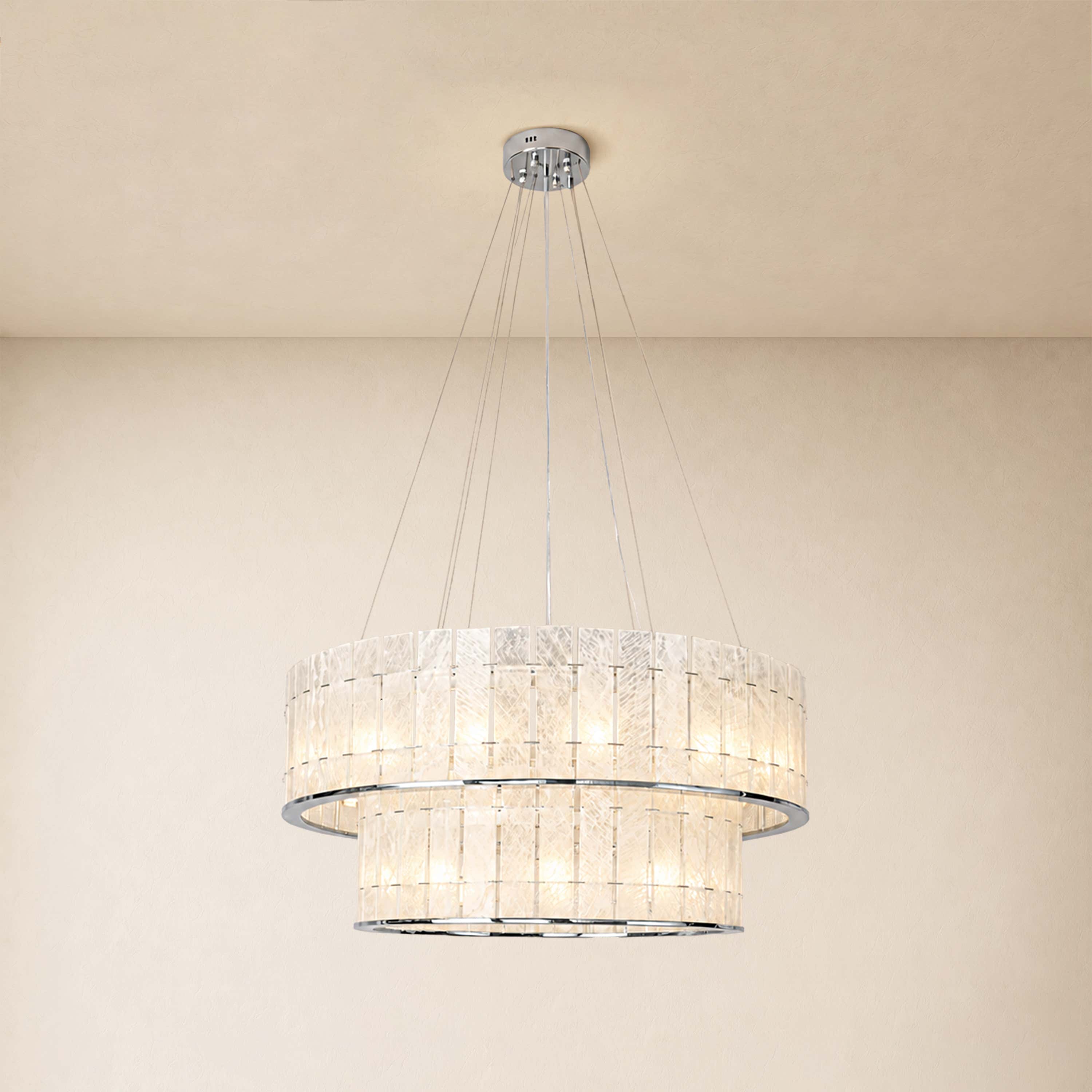 Pietra Clear Crystal Round Drum Chandelier 33.4"D
