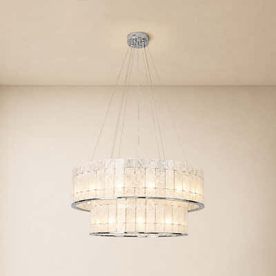 Pietra Clear Crystal Round Drum Chandelier 33.4"D