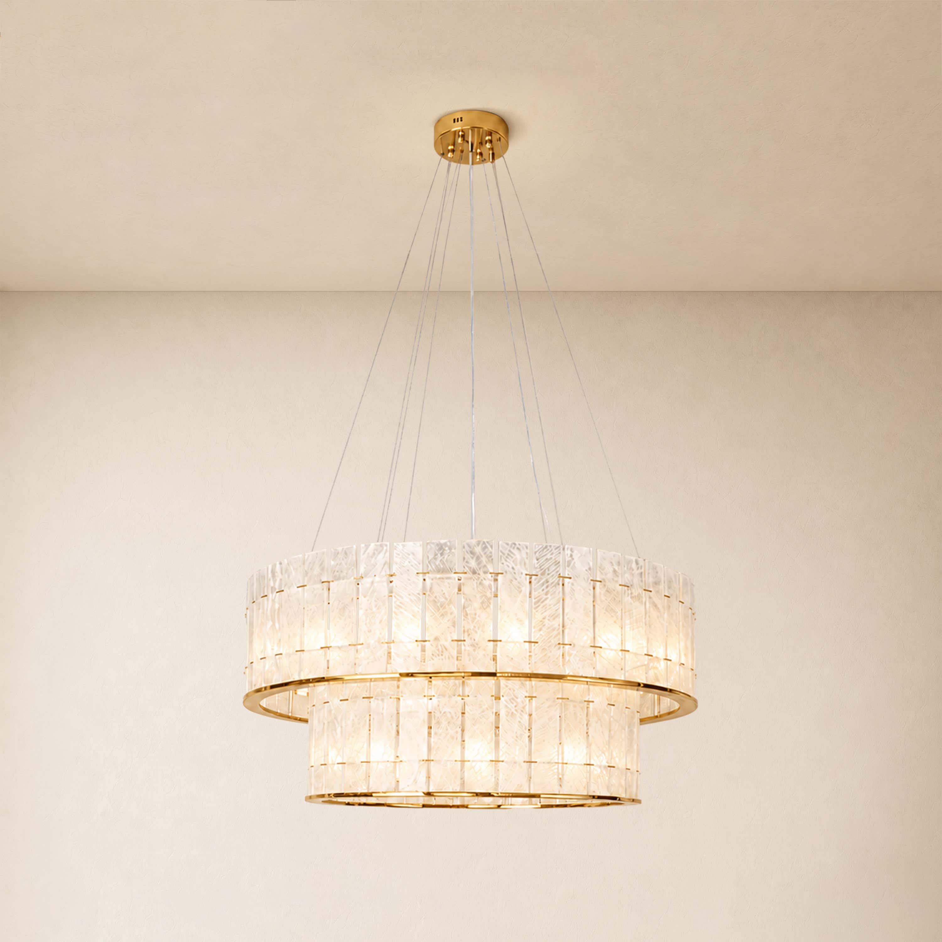 Pietra Clear Crystal Round Drum Chandelier 33.4"D