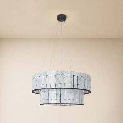 Pietra Clear Crystal Round Drum Chandelier 33.4"D