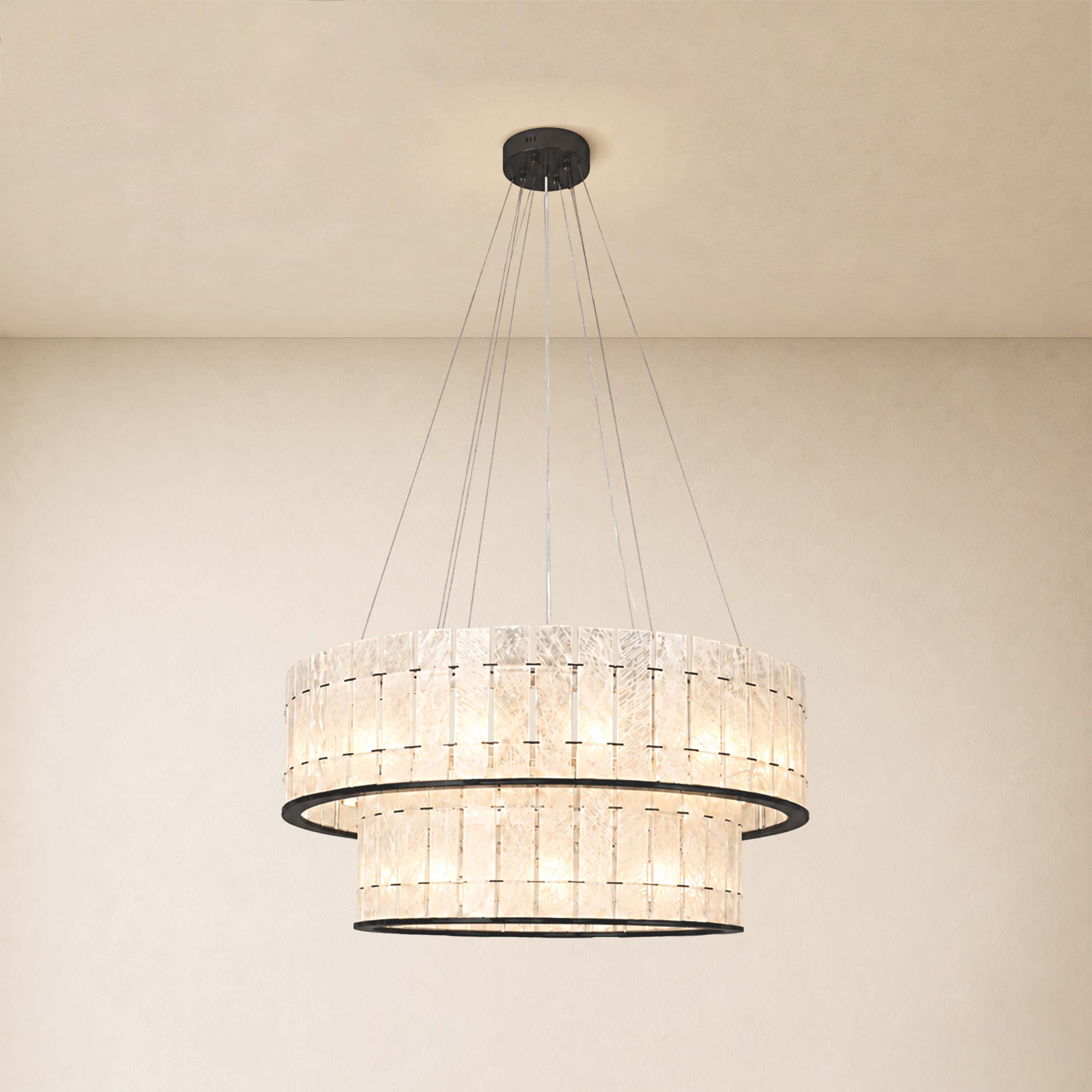 Pietra Clear Crystal Round Drum Chandelier 33.4"D