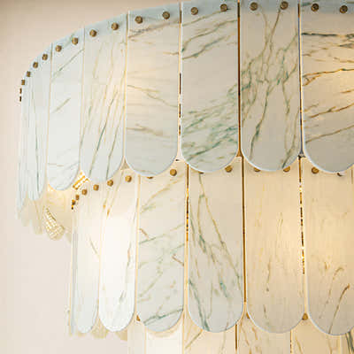 Pietra White Marble Tiered Drum Chandelier 33.4"D