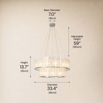 Pietra Clear Crystal Round Drum Chandelier 33.4"D