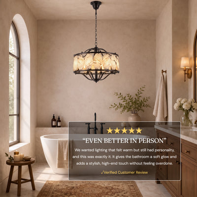 Pietra White Ink Marble Round Chandelier 33.4"D