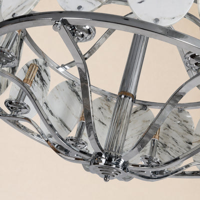 Pietra White Ink Marble Round Chandelier 33.4"D