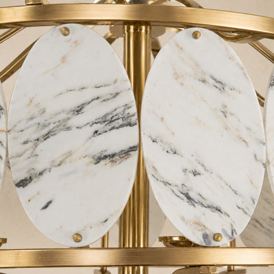 Pietra White Ink Marble Round Chandelier 33.4"D