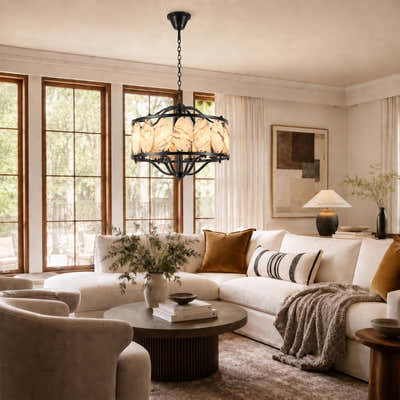 Pietra Quartize Round Chandelier 33.4"D