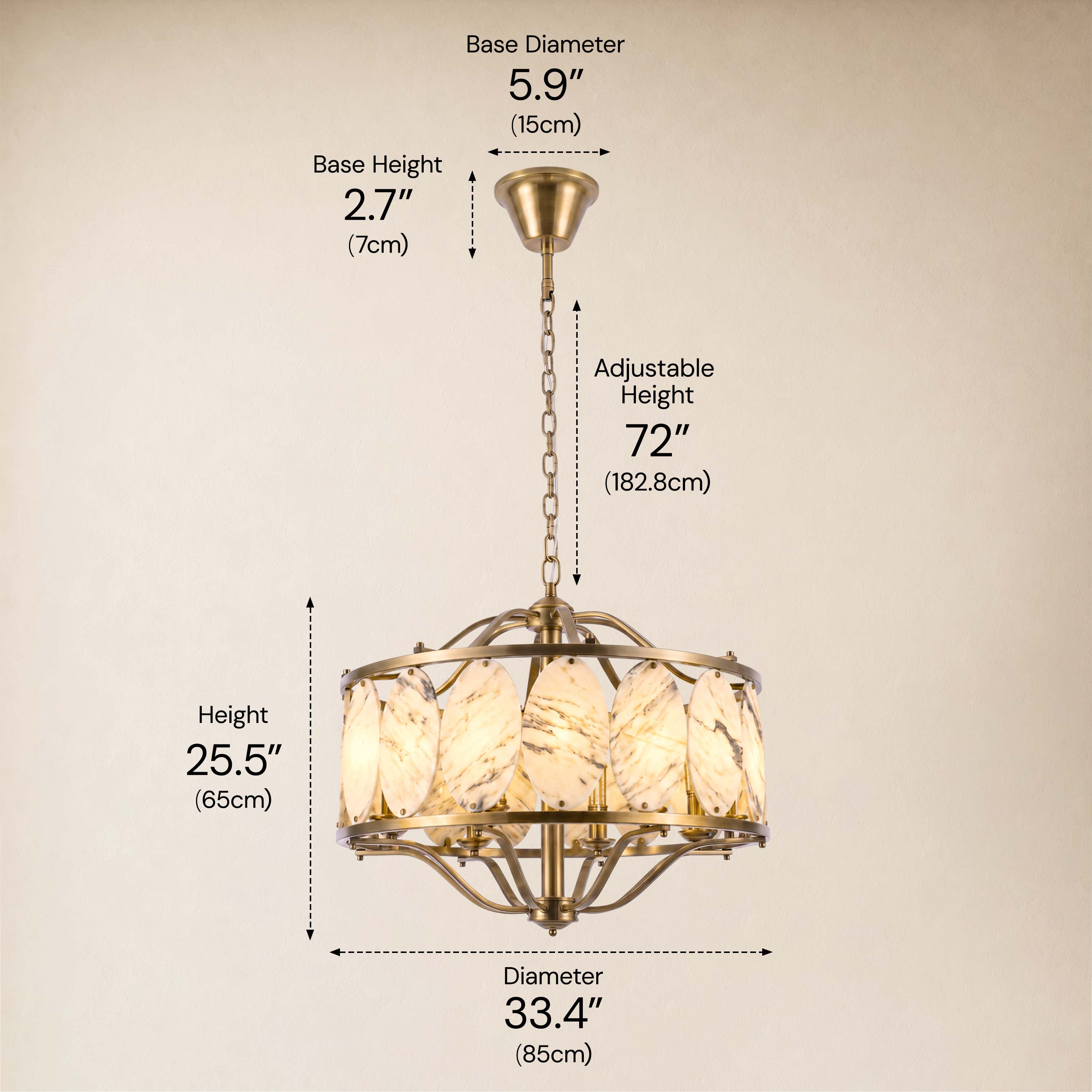 Pietra Quartize Round Chandelier 33.4"D
