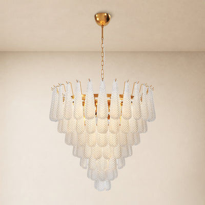 Veloria Textured Glass Tiered Round Chandelier 36"D