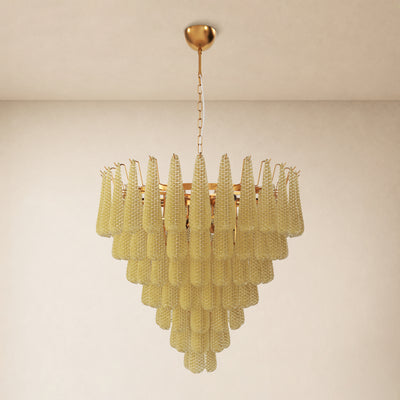 Veloria Textured Glass Tiered Round Chandelier 36"D