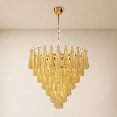 Veloria Textured Glass Tiered Round Chandelier 36"D