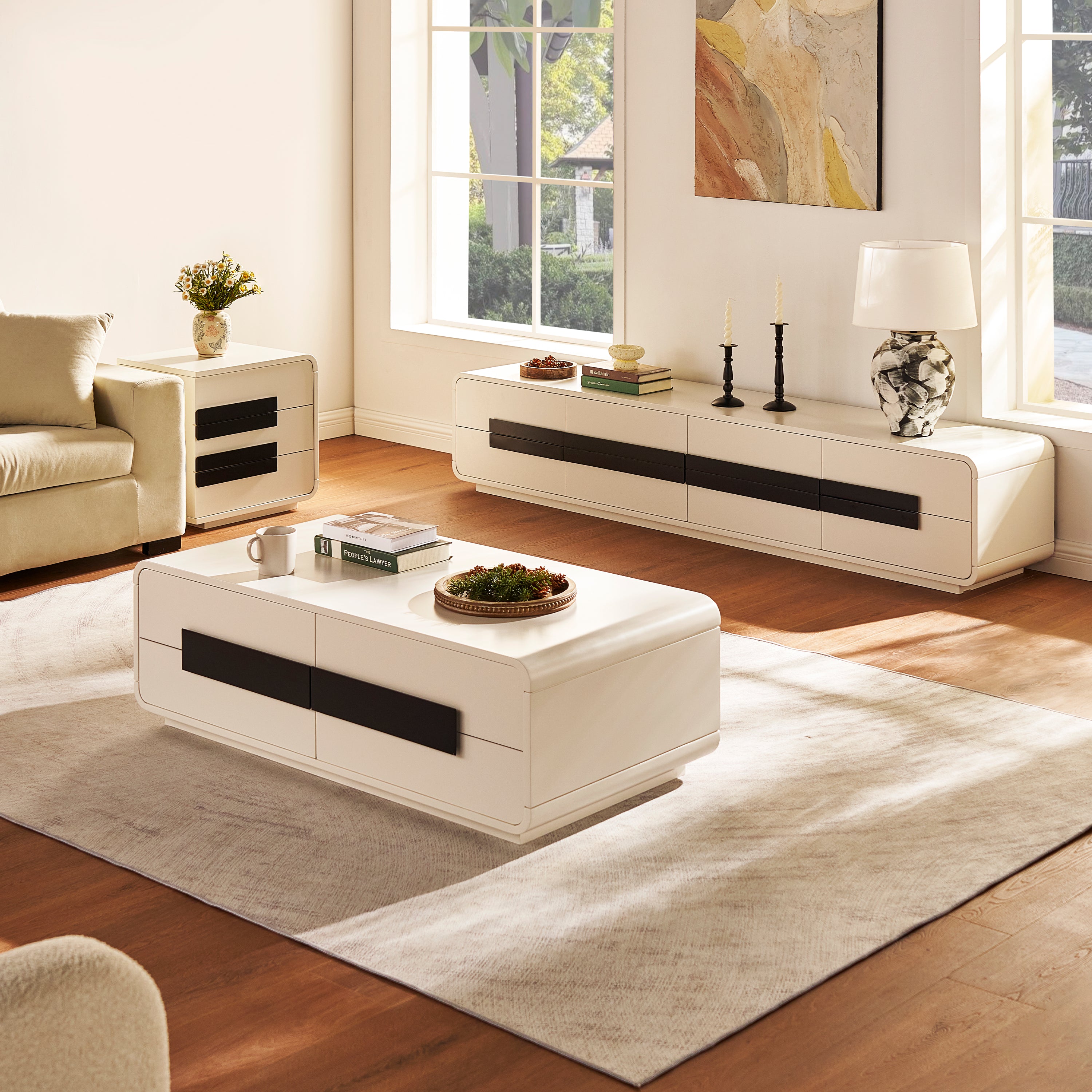 Soren Media Console And Coffee Table Set