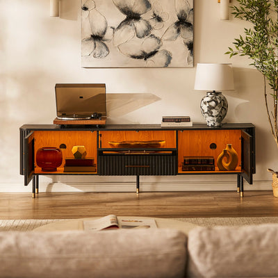 Ewan Oak Media Console and Cabinet Set