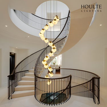 Dave Alabaster High Ceiling Staircase Chandelier 24"D