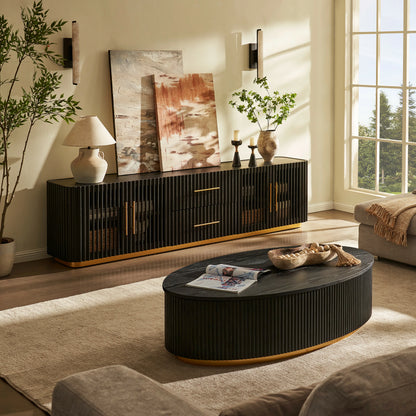 Holton Oak Media Console And Coffee Table Set
