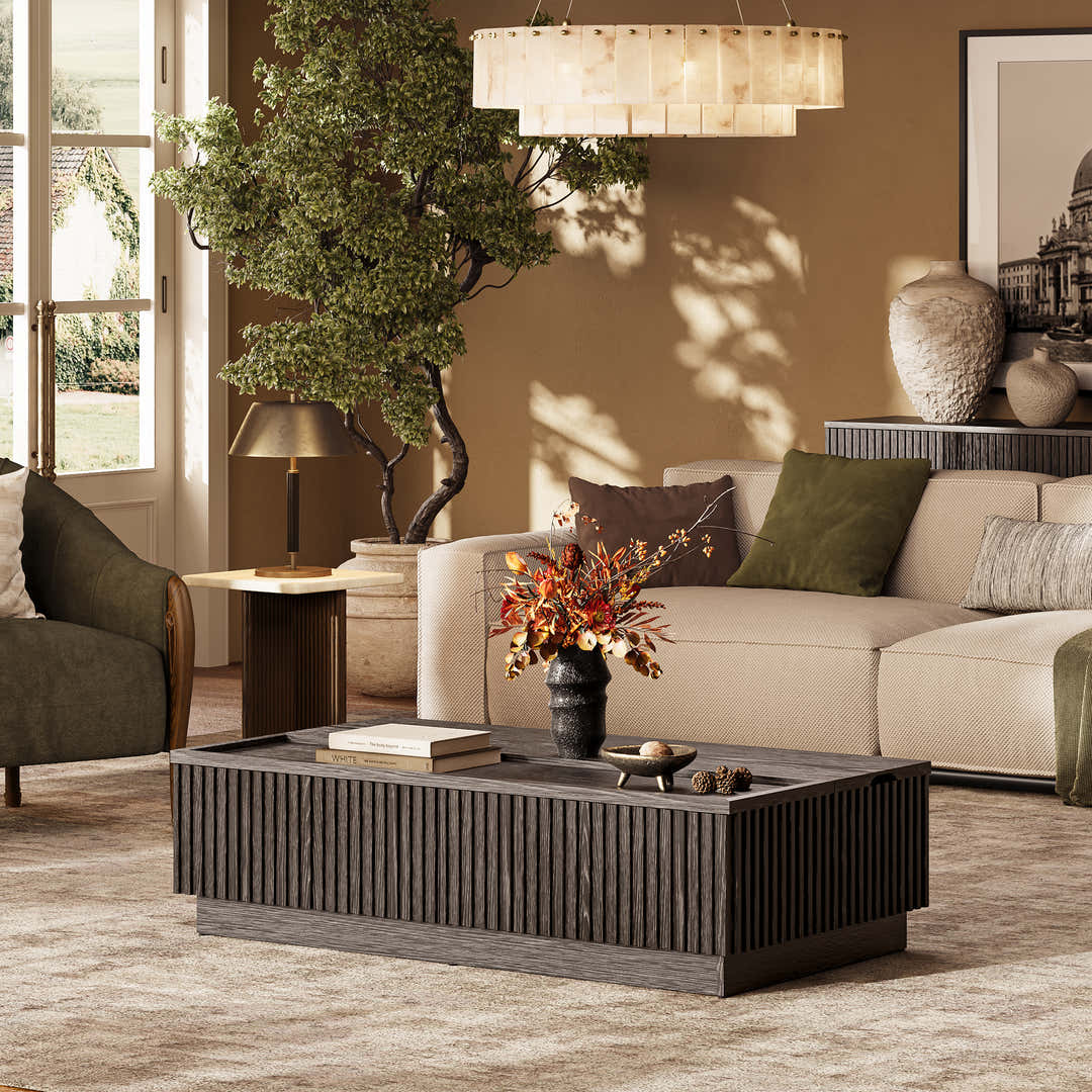 HOULTE Avery Oak Lift-Top Storage Coffee Table 52 inch