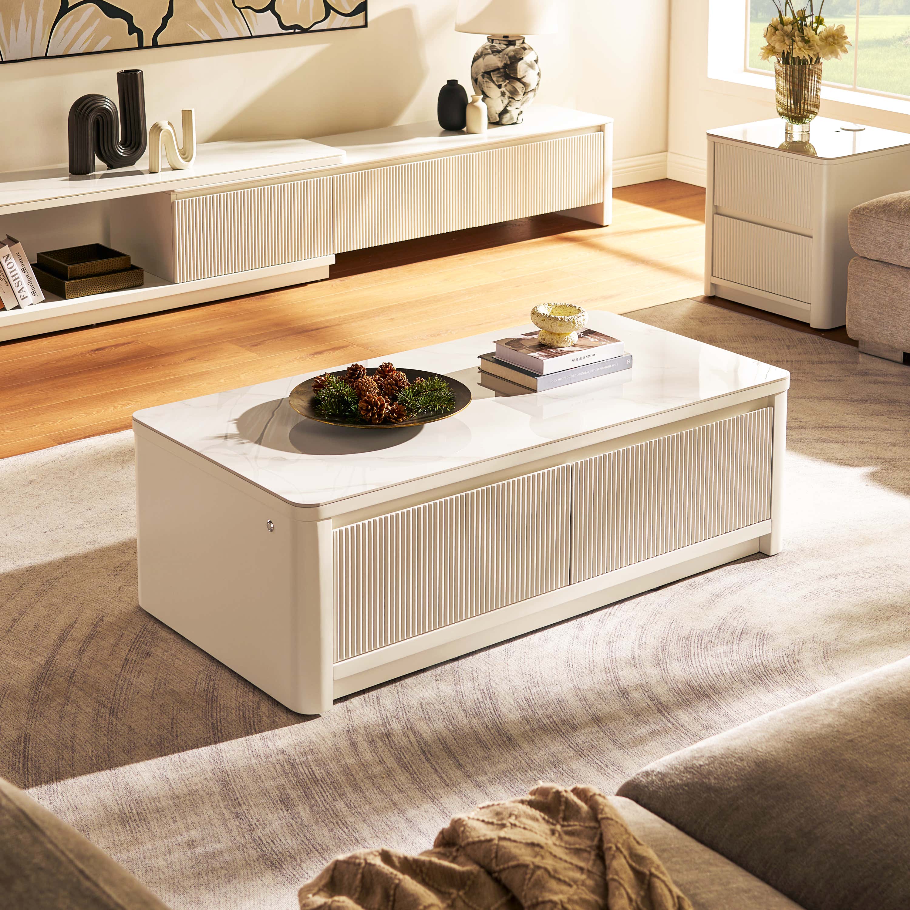 Celia Burnt Stone Coffee Table 47"