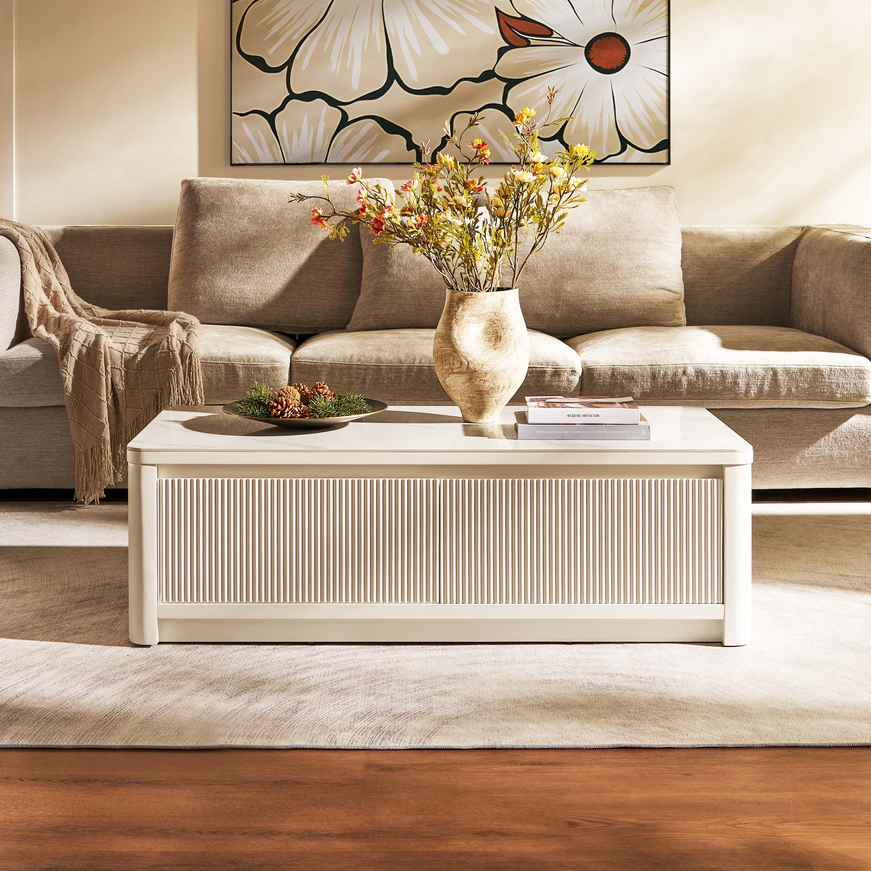 Celia Burnt Stone Coffee Table 47"