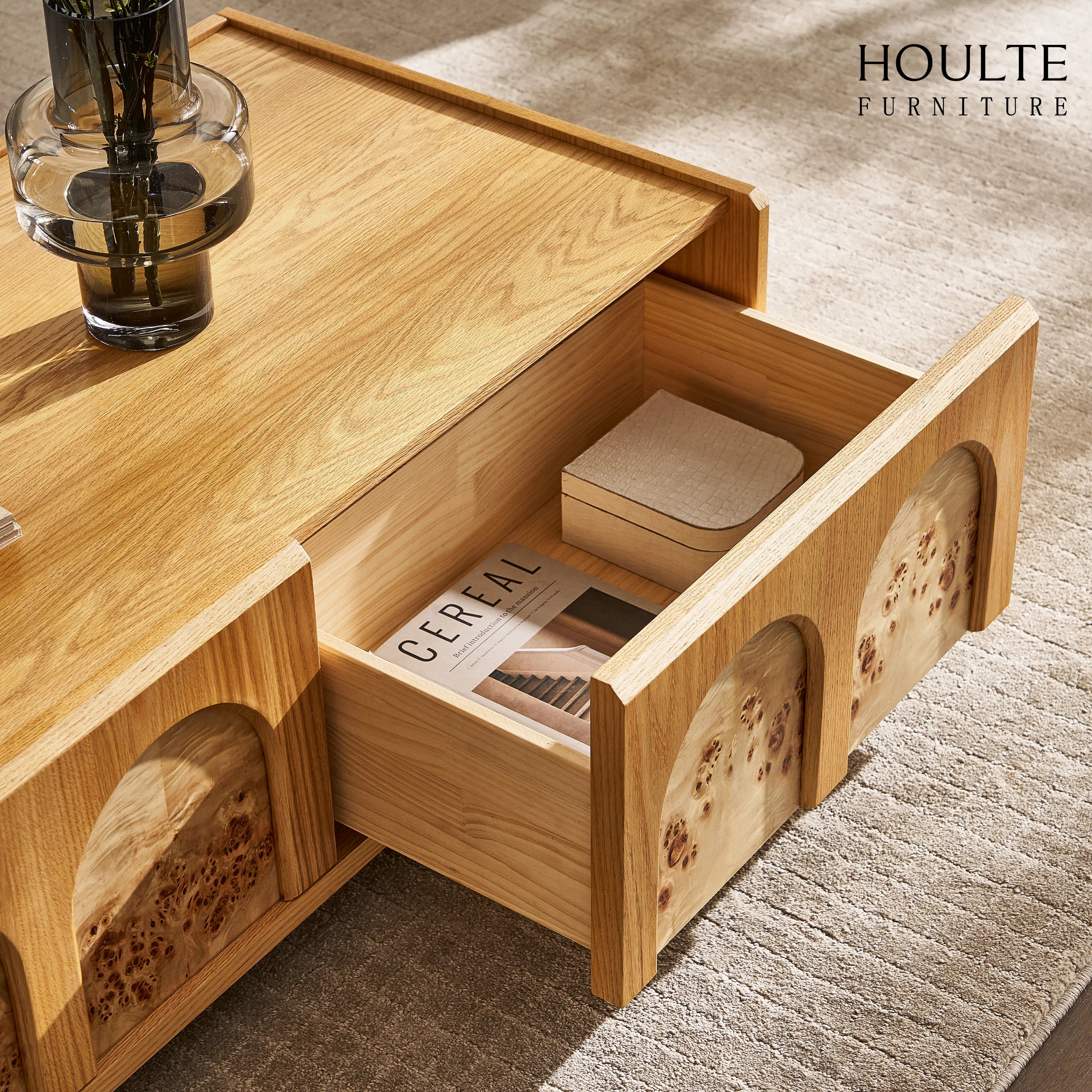 Aurora Oak Coffee Table and Media Console Set