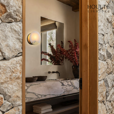 Egwent Alabaster Brass Sconce 7.9"
