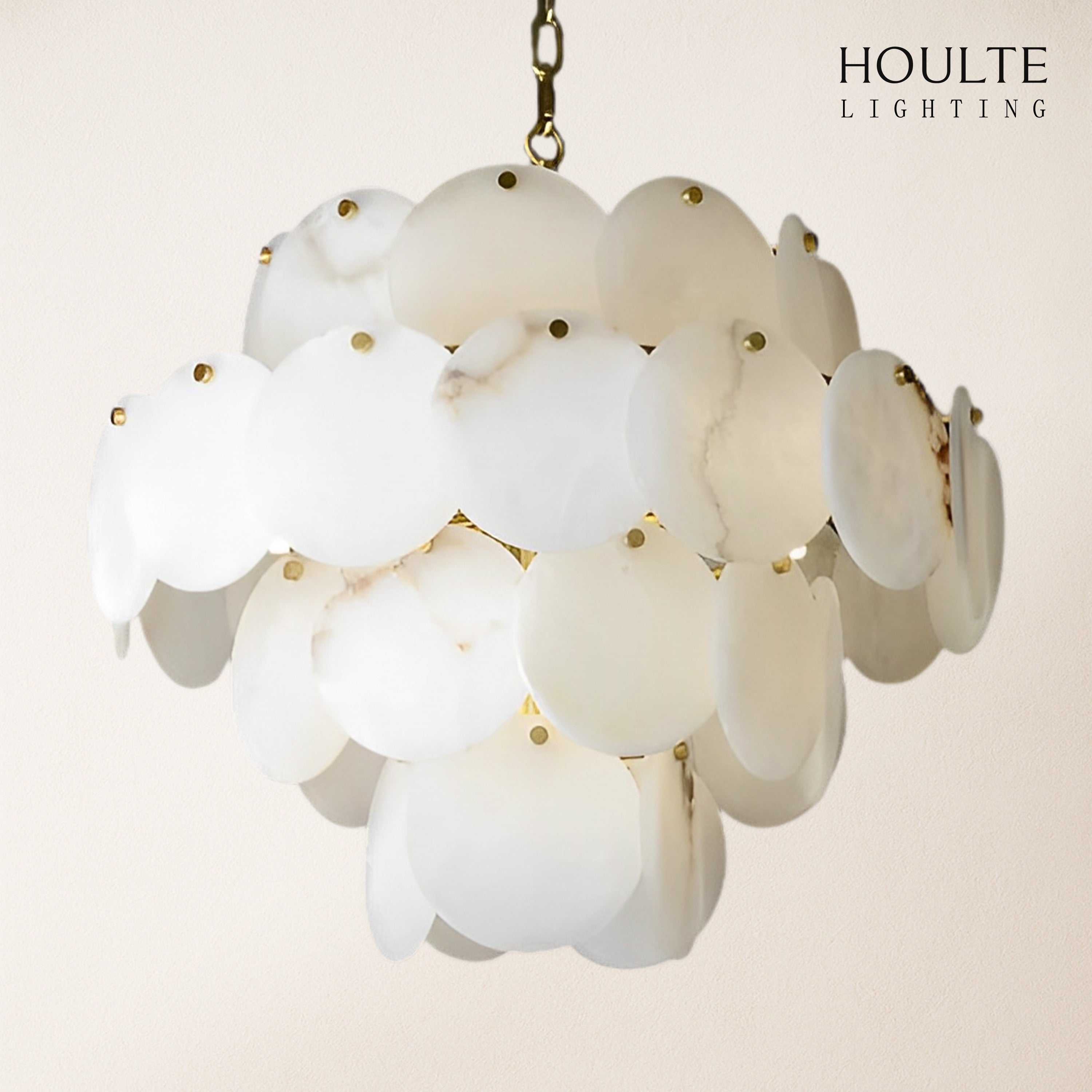 Egwent Alabaster Dish Magnolia Multi-Tiered Round Chandelier 29"H