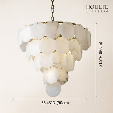Egwent Alabaster Dish Magnolia Multi-Tiered Round Chandelier 31"H