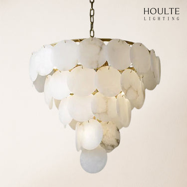 Egwent Alabaster Dish Magnolia Multi-Tiered Round Chandelier 31"H