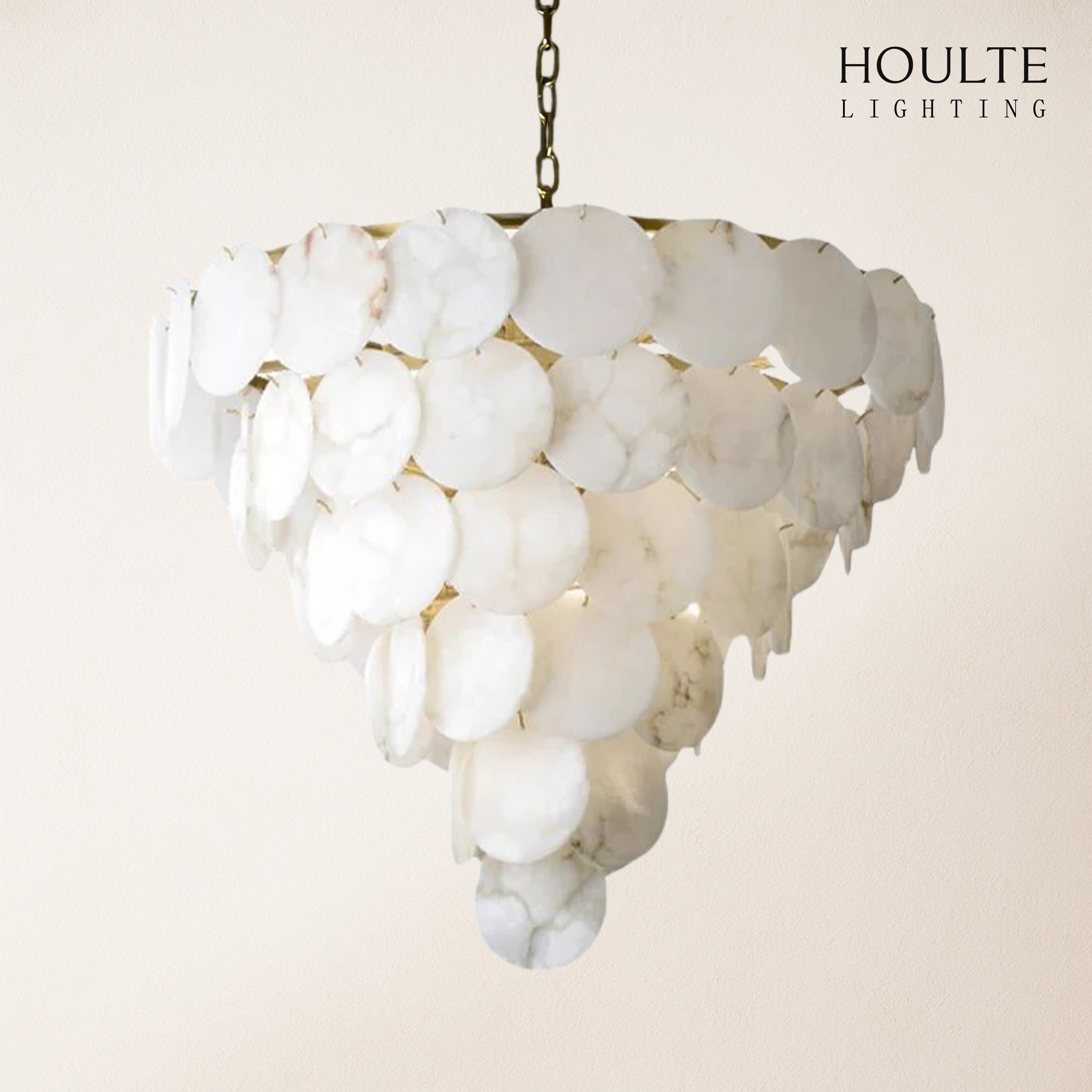 Egwent Alabaster Dish Magnolia Multi-Tiered Round Chandelier 35"H