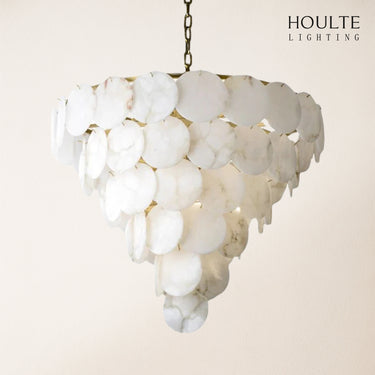 Egwent Alabaster Dish Magnolia Multi-Tiered Round Chandelier 35"H