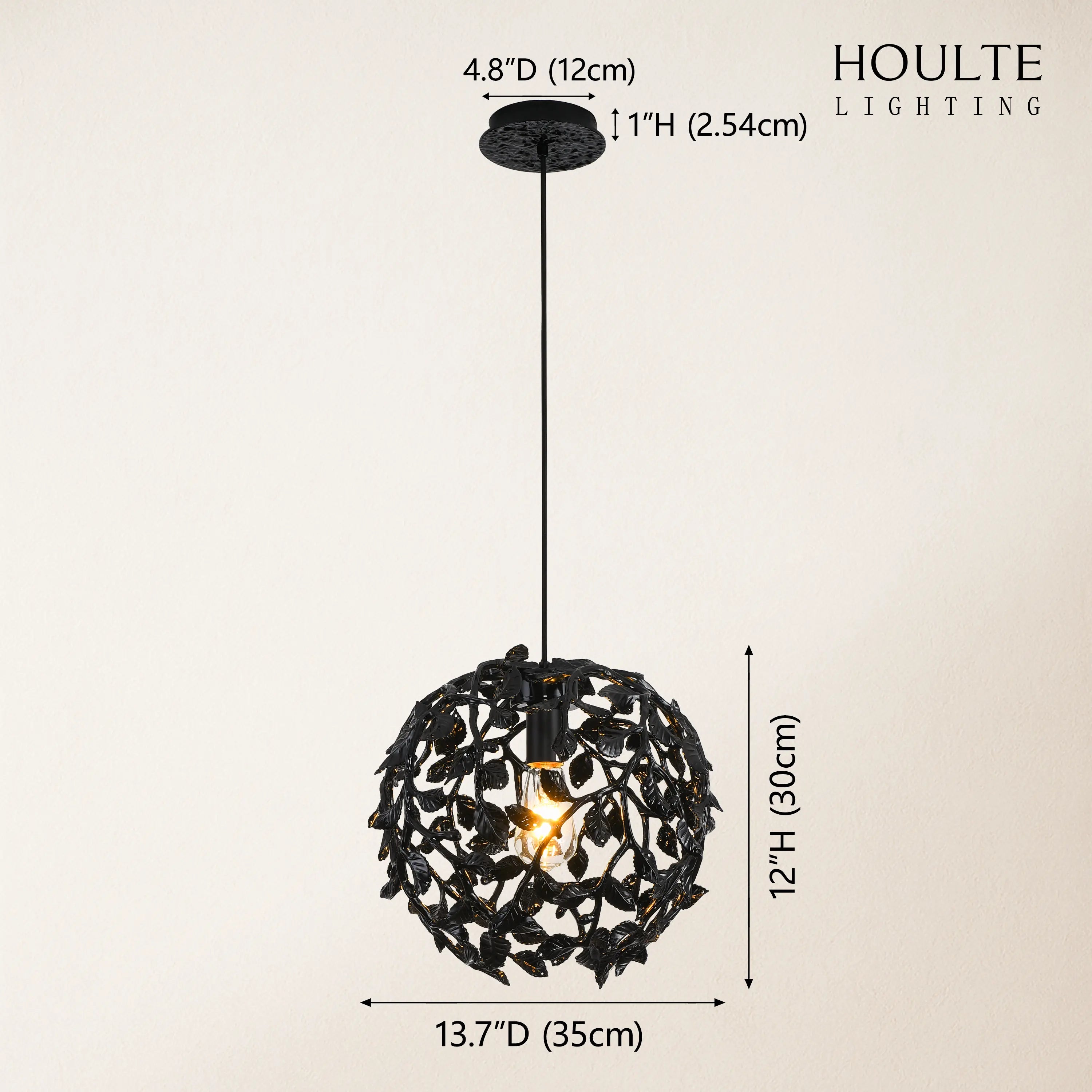 Elara Black Spherical Cage Chandelier  14"D