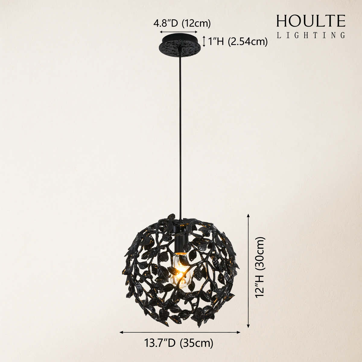 Elara Black Spherical Cage Chandelier  14"D dimensions 1